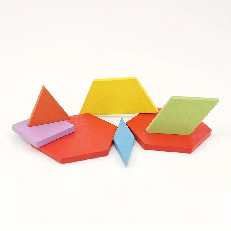 155 Pcs Wooden Pattern Blocks Set Geometric Shape Jigsaw Puzzle For Baby - Image 3
