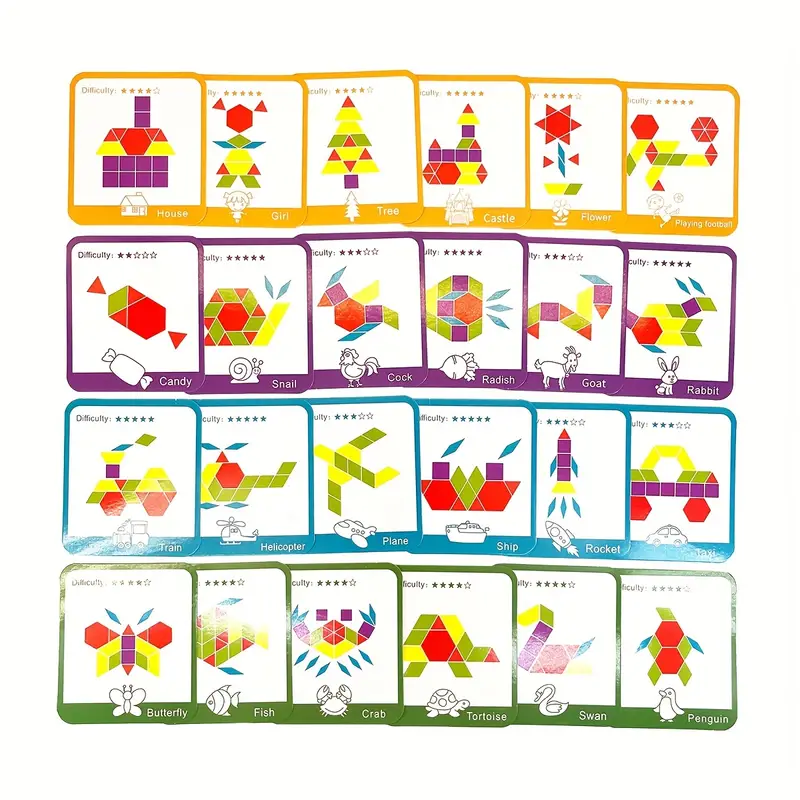 155 Pcs Wooden Pattern Blocks Set Geometric Shape Jigsaw Puzzle For Baby - Image 4