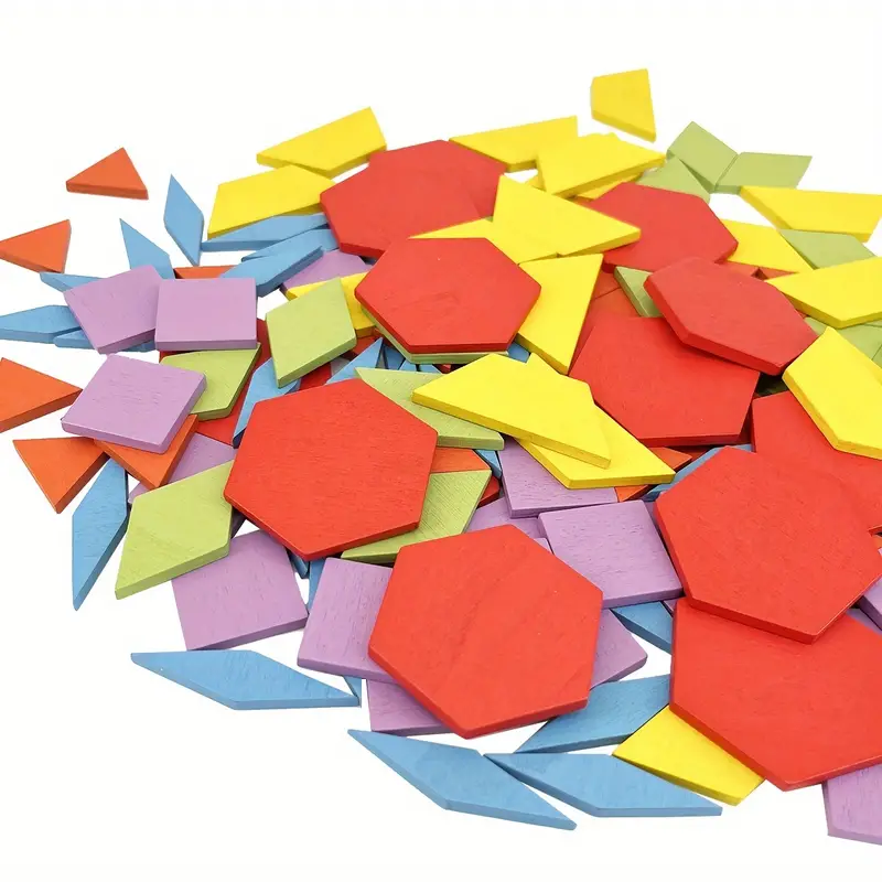 155 Pcs Wooden Pattern Blocks Set Geometric Shape Jigsaw Puzzle For Baby - Image 7