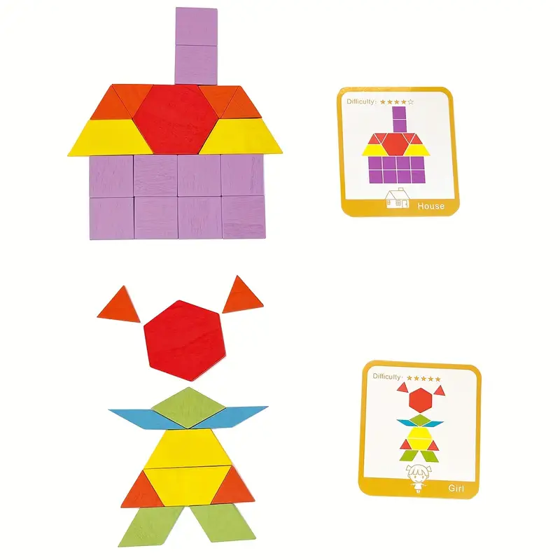 155 Pcs Wooden Pattern Blocks Set Geometric Shape Jigsaw Puzzle For Baby - Image 8