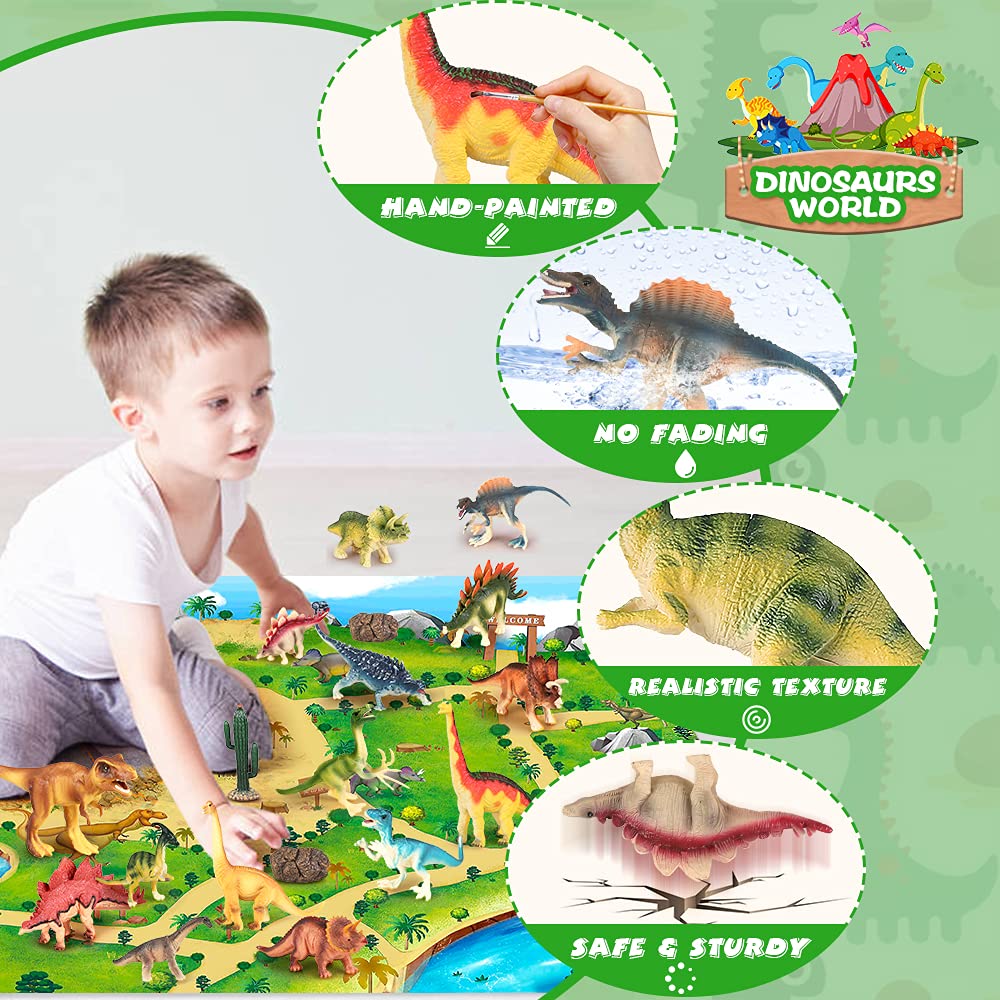 50pcs Dinosaur Figures Toys with Activity Play Mat - Image 4