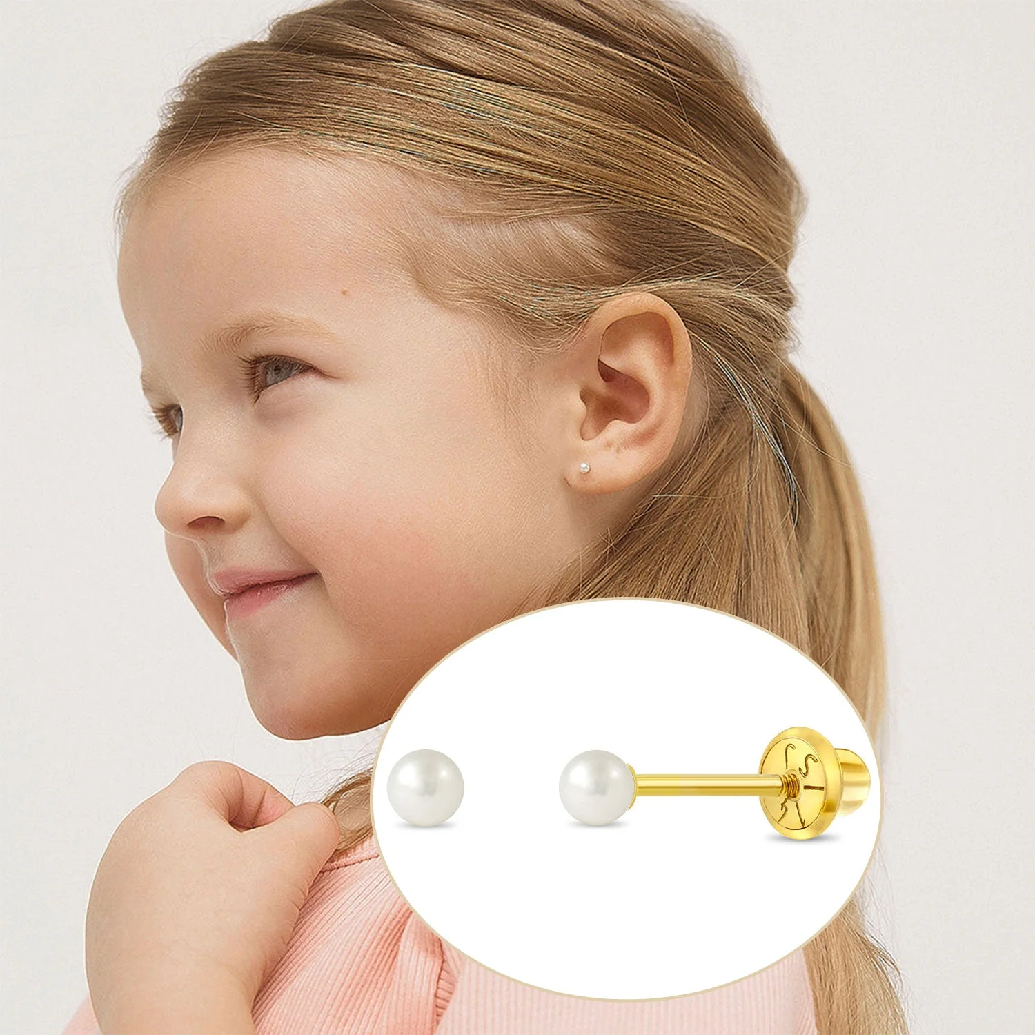 925 Sterling Silver Pearl Children's Earrings - Image 3