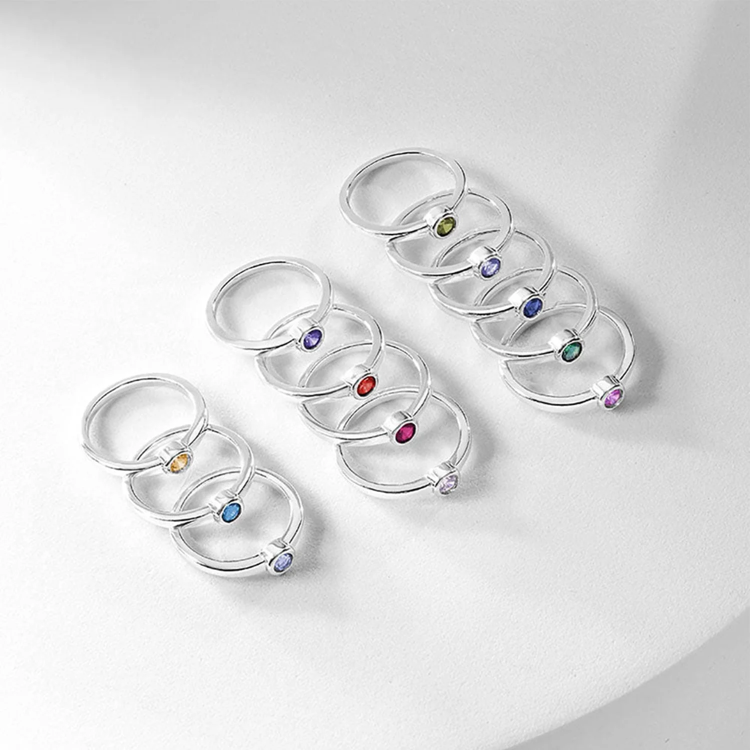 925 Sterling Silver Kids Birthstone Rings - Image 4
