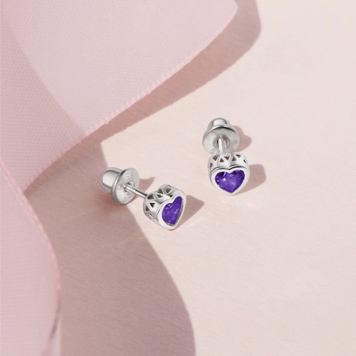 925 Kids Multi-Color Sparkling Heart Stud - Image 3