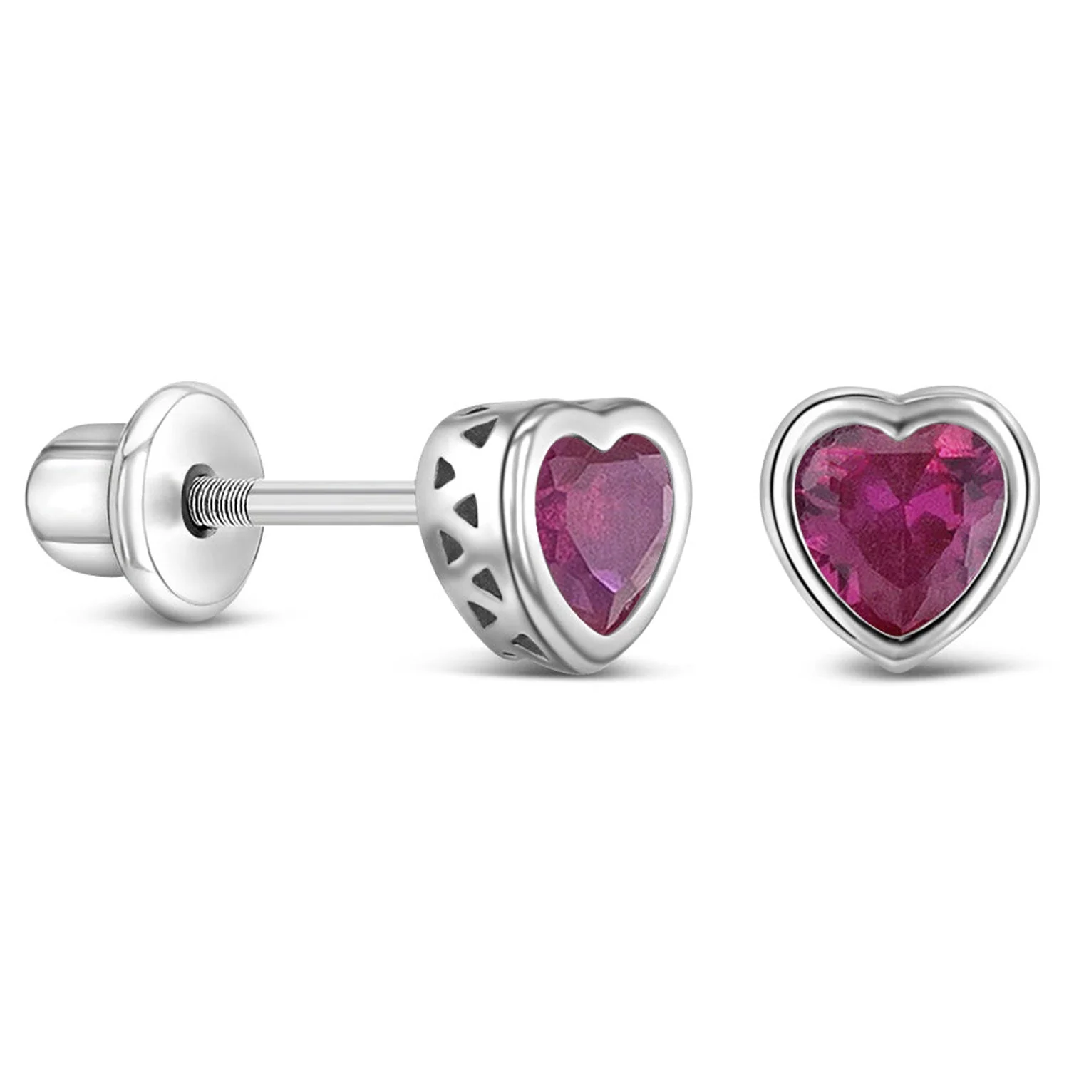925 Kids Multi-Color Sparkling Heart Stud - Image 7