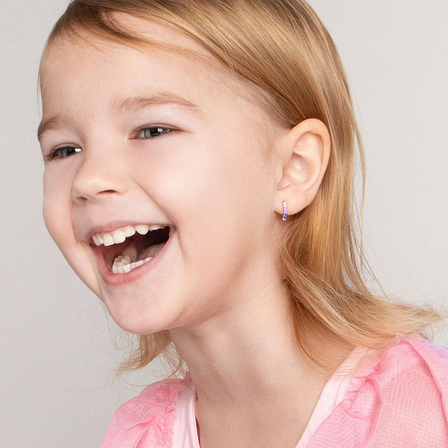 925 Sterling Silver Kids Rhinestone Hoop Earrings - Image 7