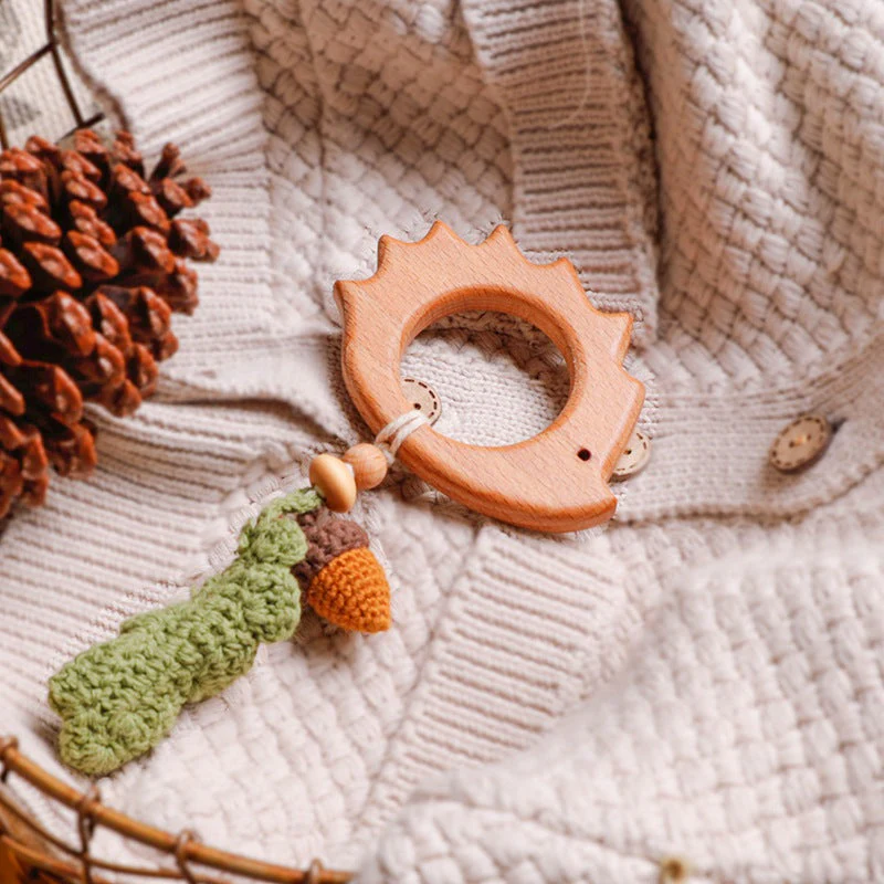 Baby beech teether ornaments teething toy-Hedgehog - Image 4