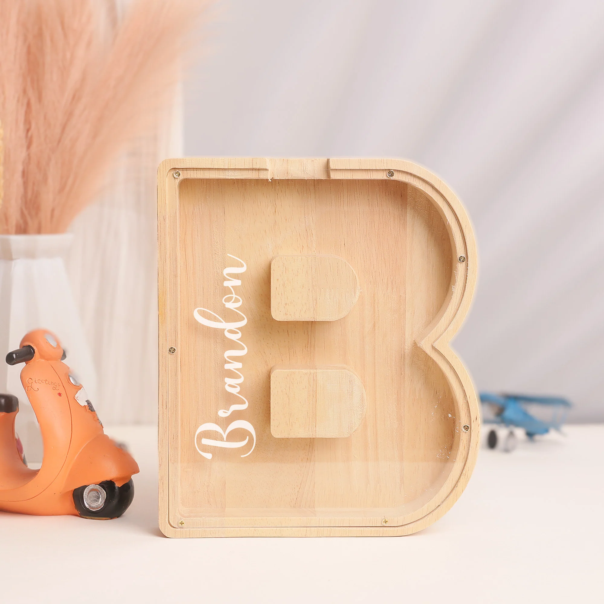 Baby Gift - Wooden Letter Piggy Bank For Kids - Image 3