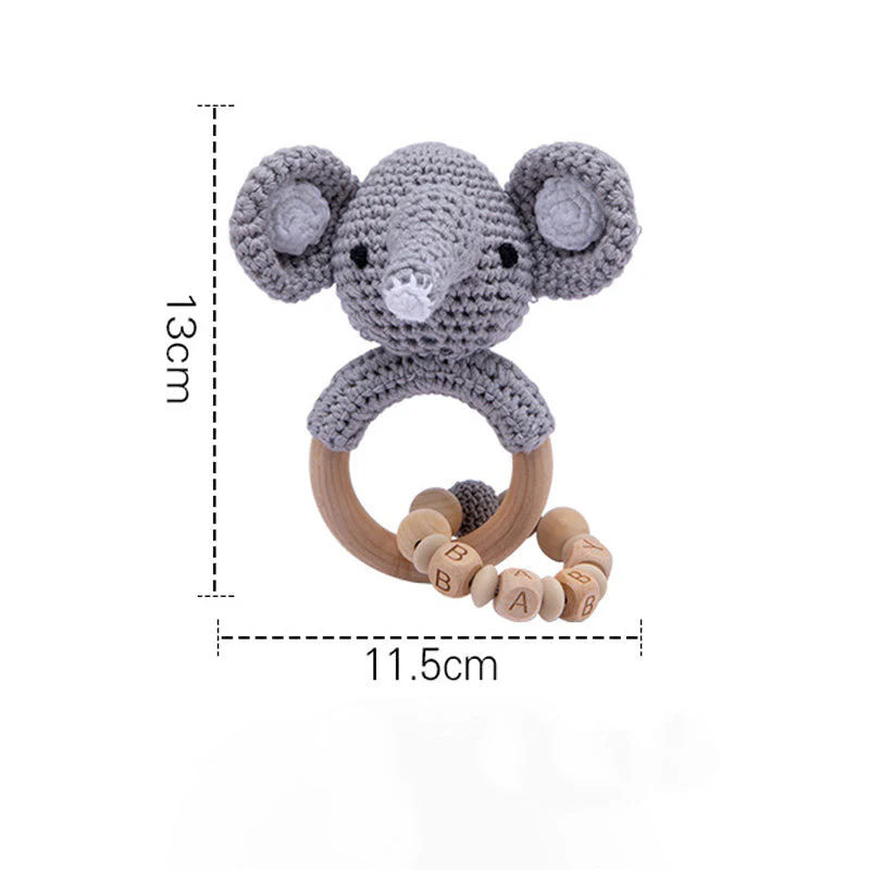 Baby Rattle Elephant Toy with Wooden Teeth Ring Bracelet Style - Image 6