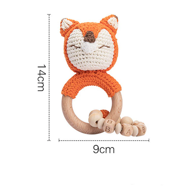 Baby Rattle Fox Toy with Wooden Teeth Ring Bracelet Style - Image 6