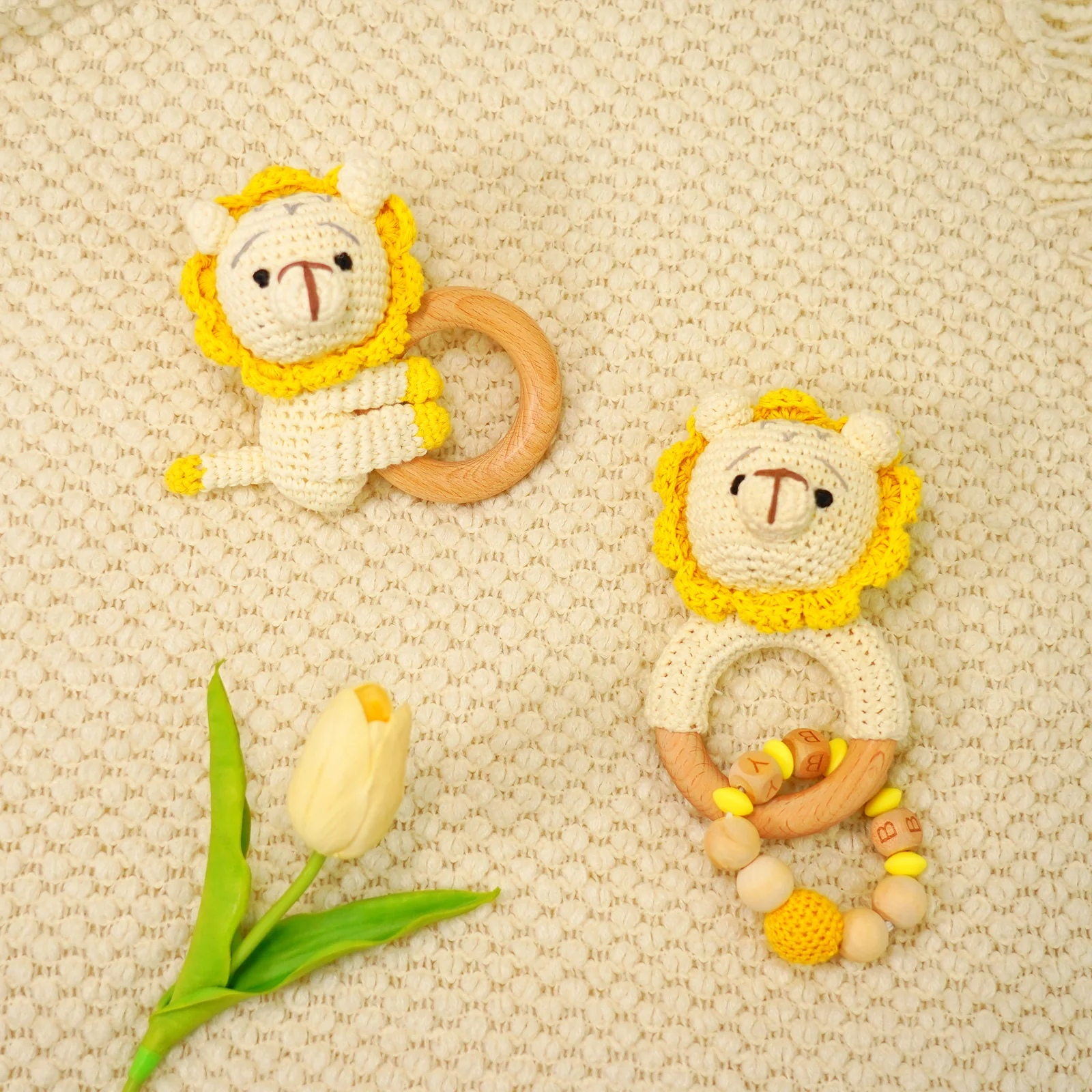Baby Rattle Lion Toy with Wooden Teeth Ring Bracelet Style - Image 5