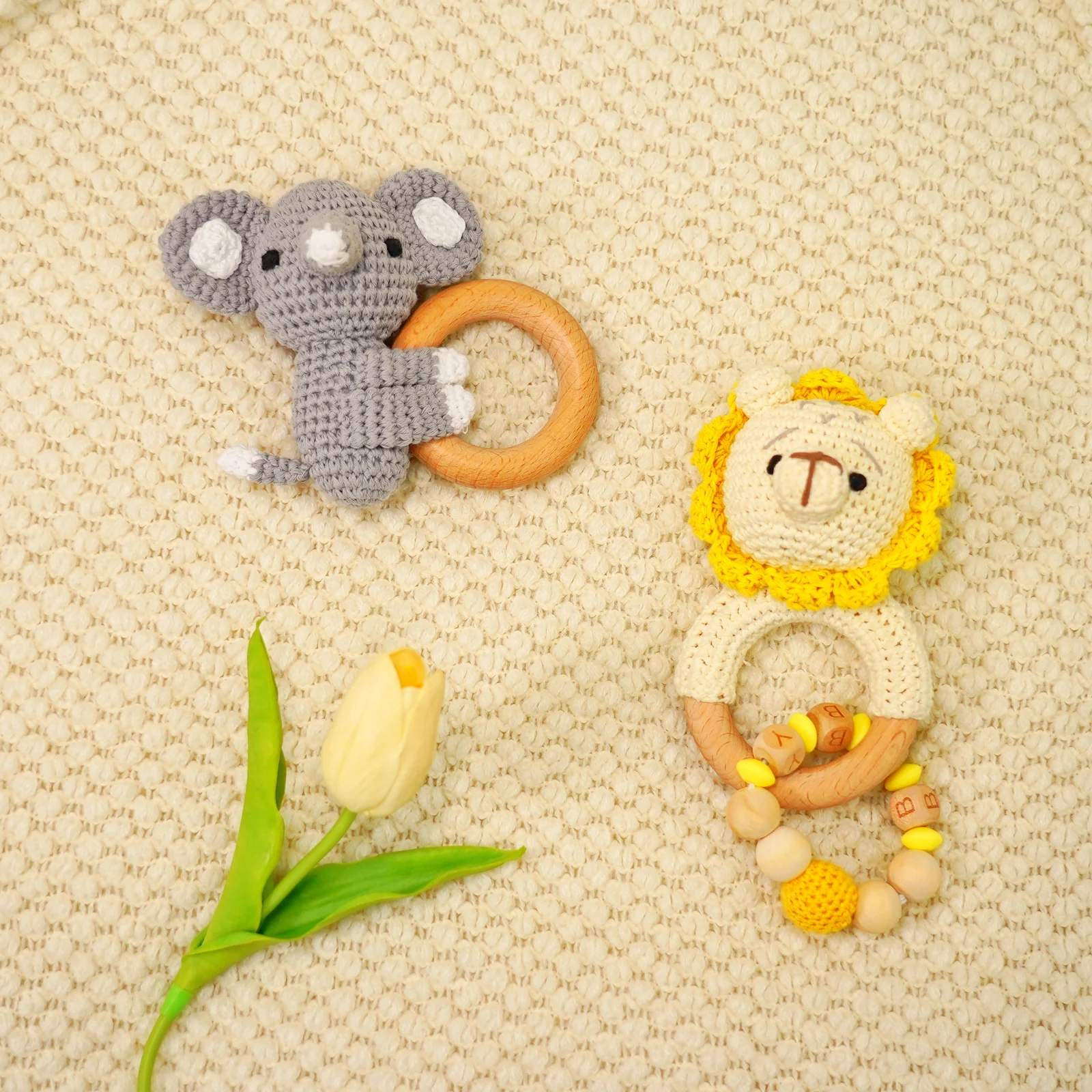 Baby Rattle Shaker Elephant Toy with Wooden Teething Ring - Image 5