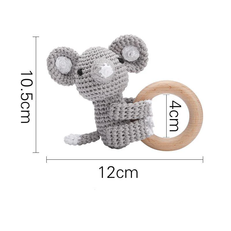 Baby Rattle Shaker Elephant Toy with Wooden Teething Ring - Image 6