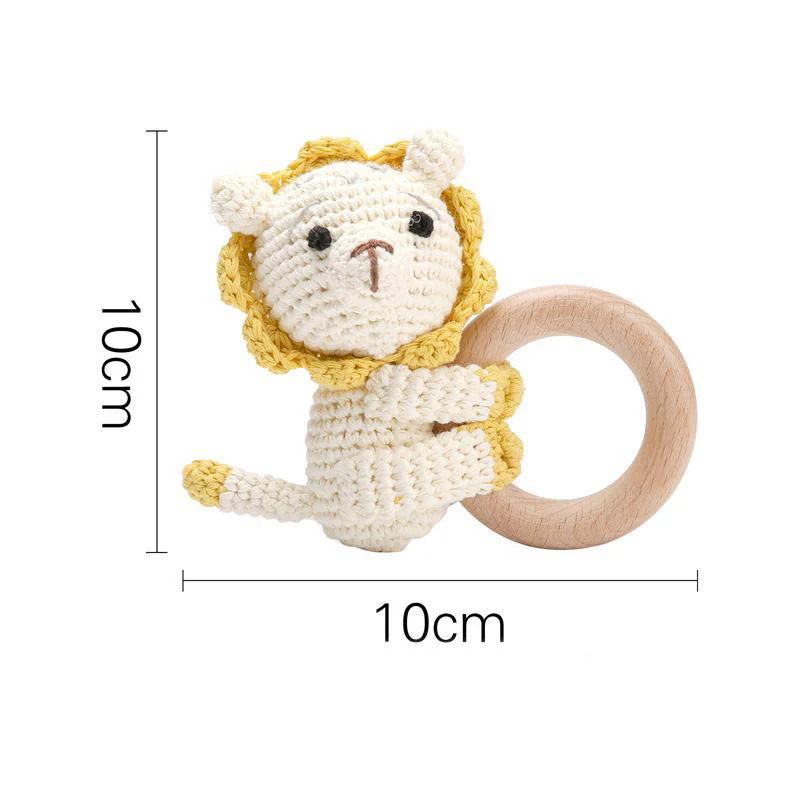 Baby Rattle Shaker Lion Toy with Wooden Teething Ring - Image 6