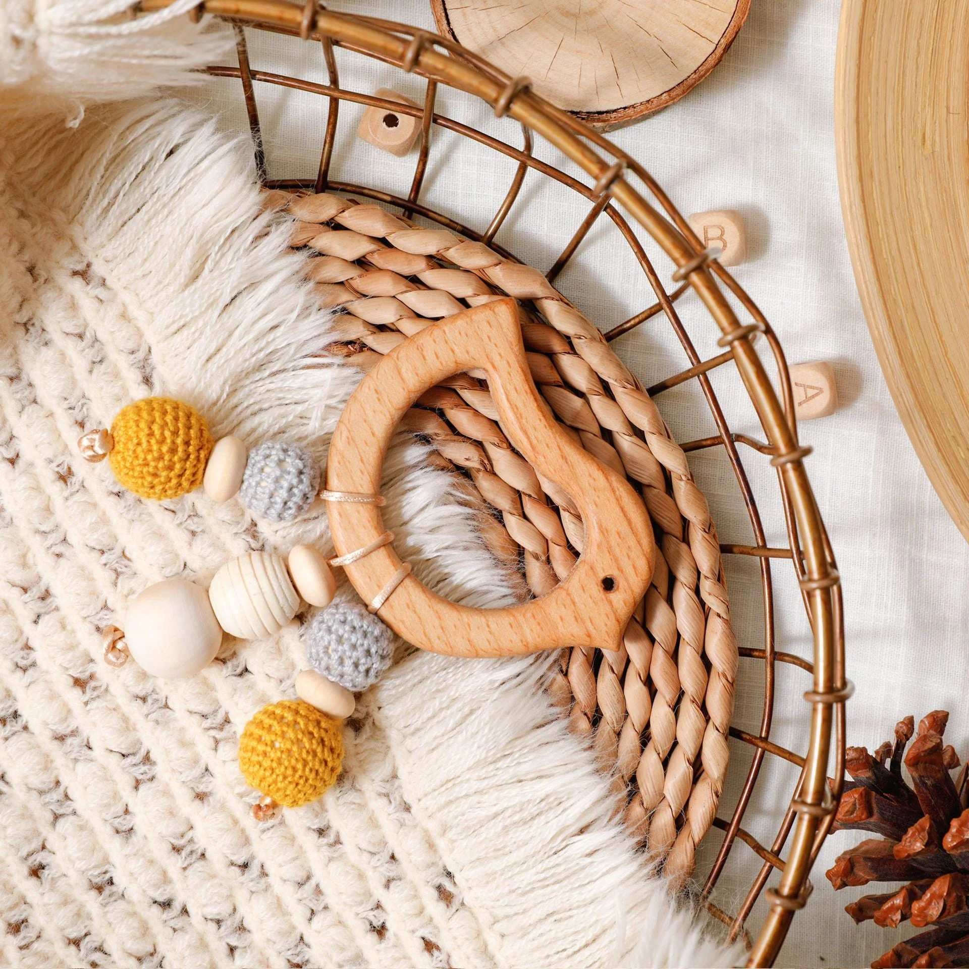 Baby Rattle Shaker Toy with Wooden Teething Ring - Image 19