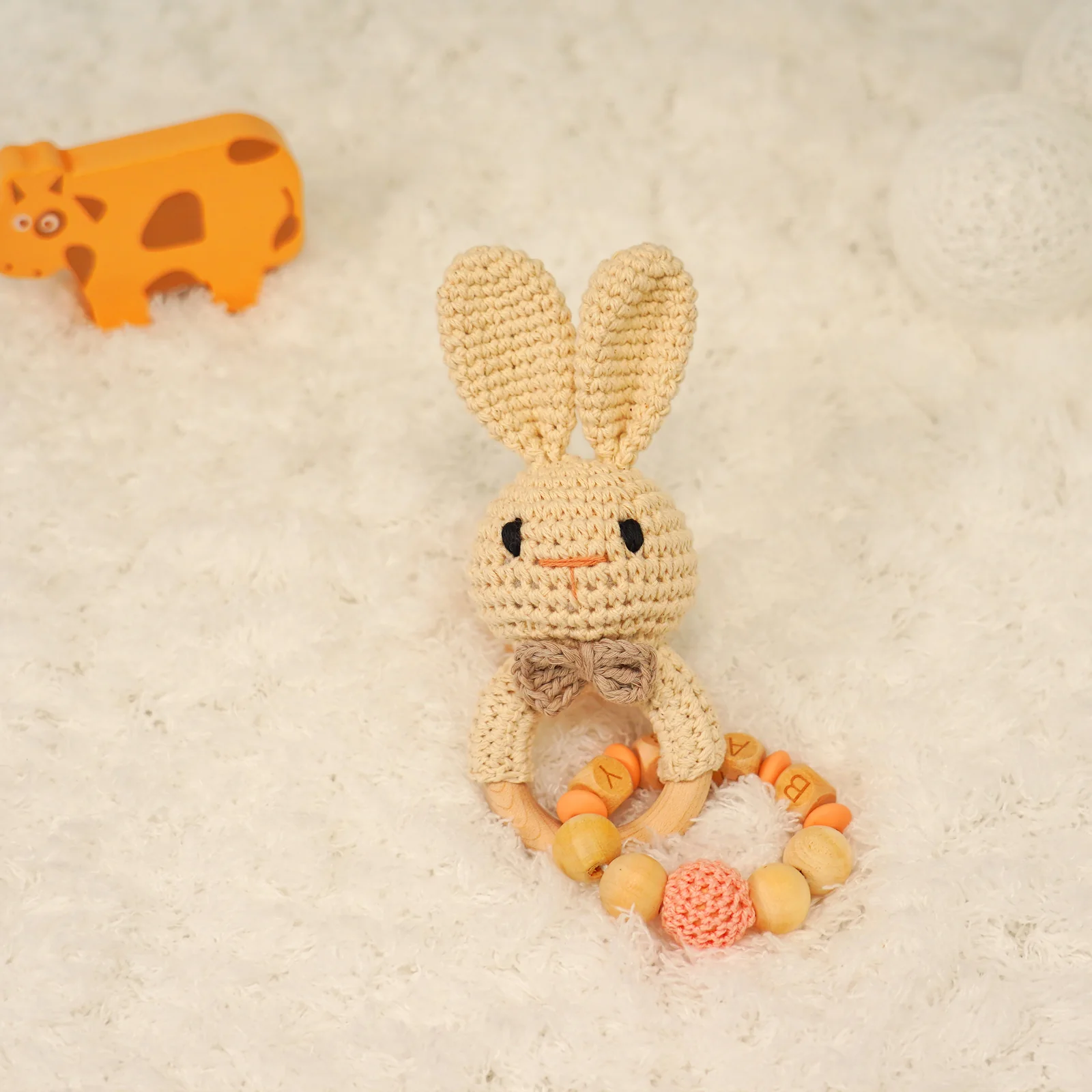 Baby Rattle Shaker Toy with Wooden Teething Ring - Image 2