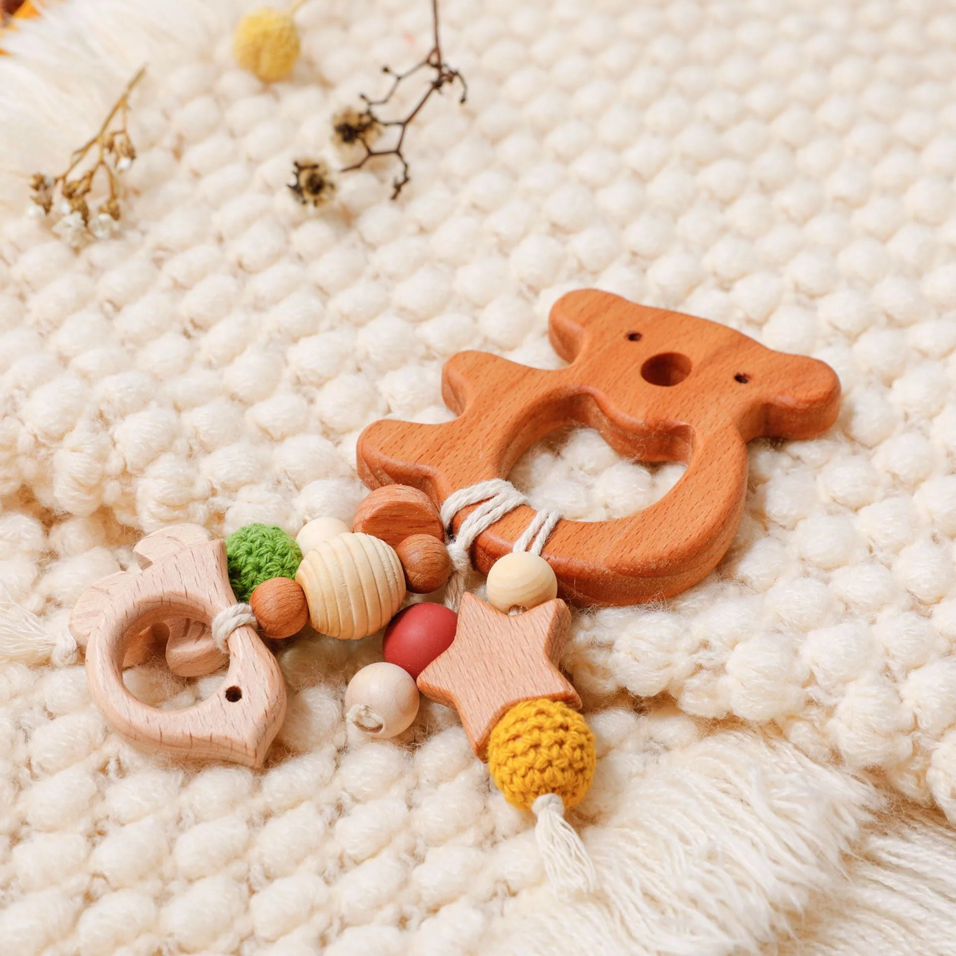 Baby Rattle Shaker Toy with Wooden Teething Ring - Image 22
