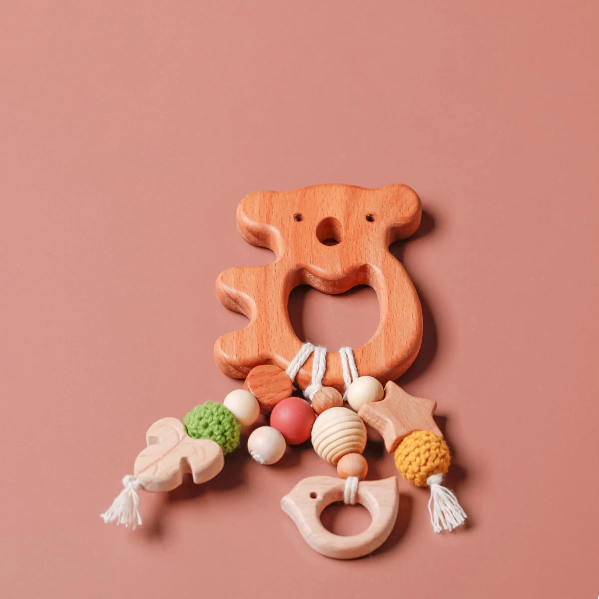 Baby Rattle Shaker Toy with Wooden Teething Ring - Image 23