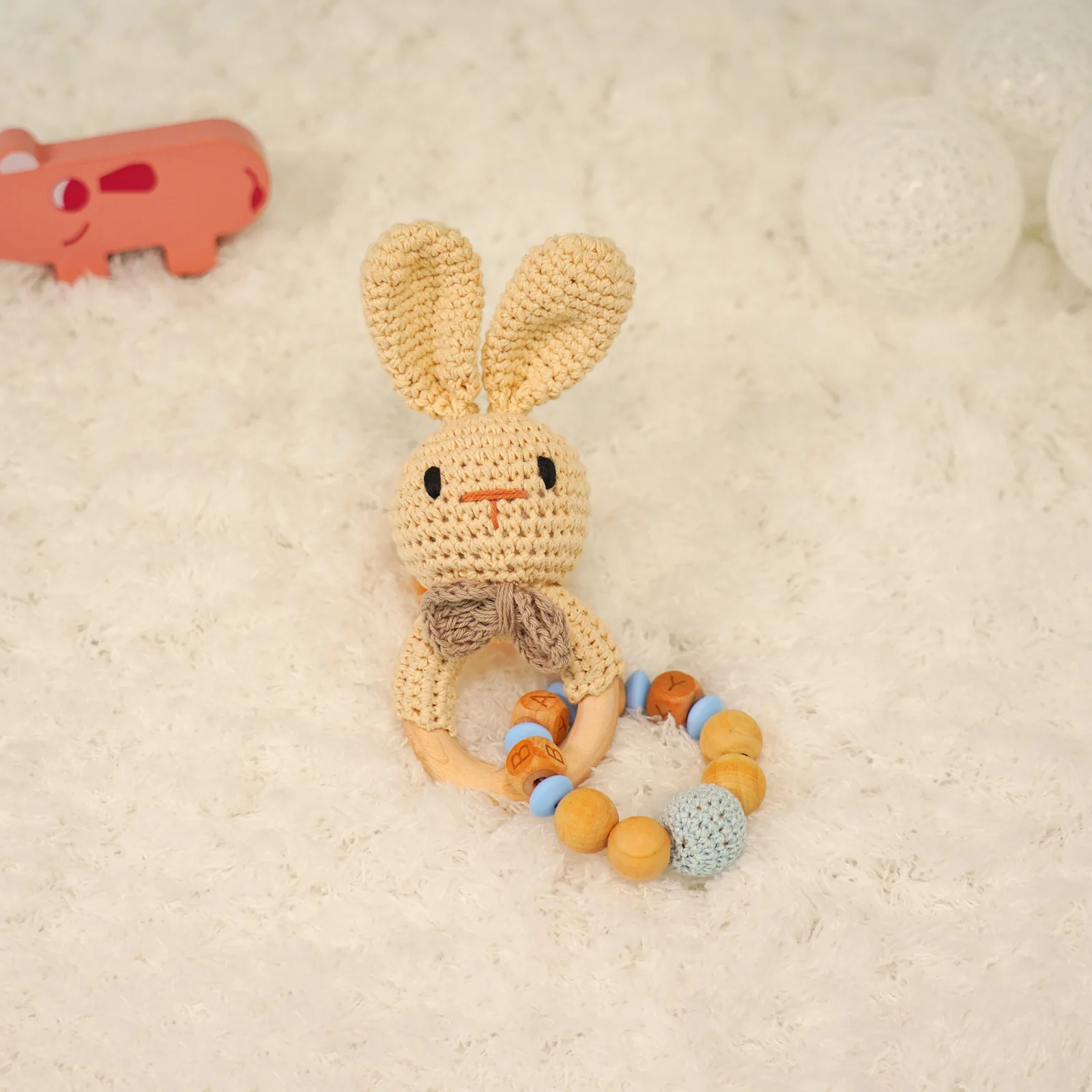 Baby Rattle Shaker Toy with Wooden Teething Ring - Image 4