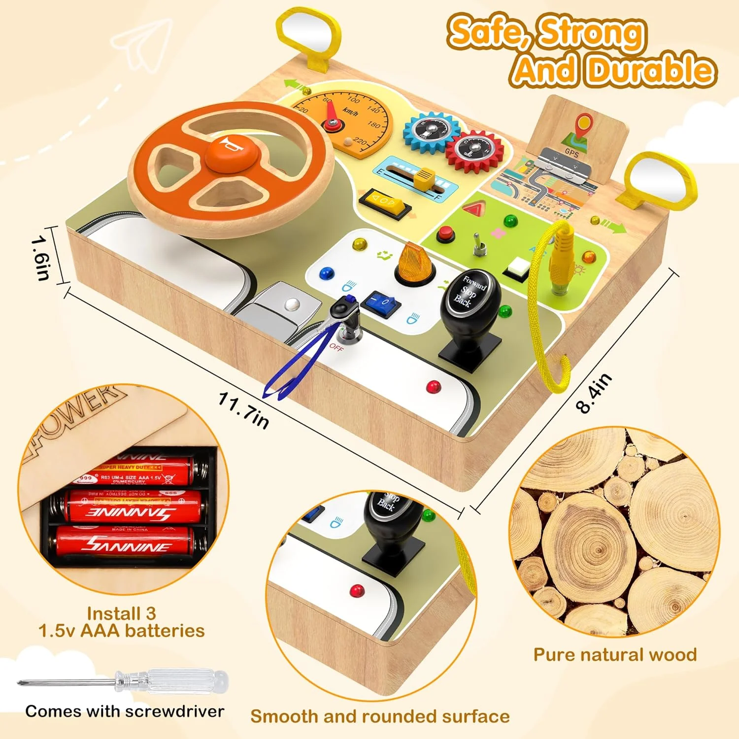 Baby Wooden Busy Board - Image 4