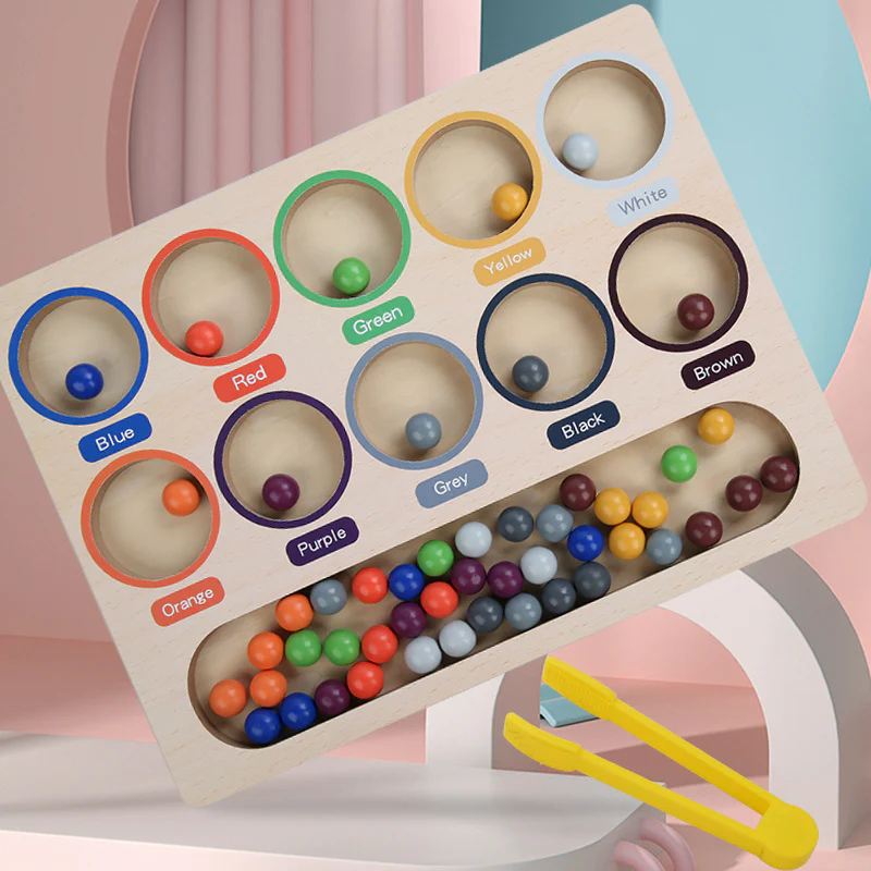 Baby Wooden Clip Beads Color Assortment Counting Boards - Image 2