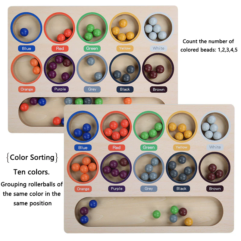 Baby Wooden Clip Beads Color Assortment Counting Boards - Image 3