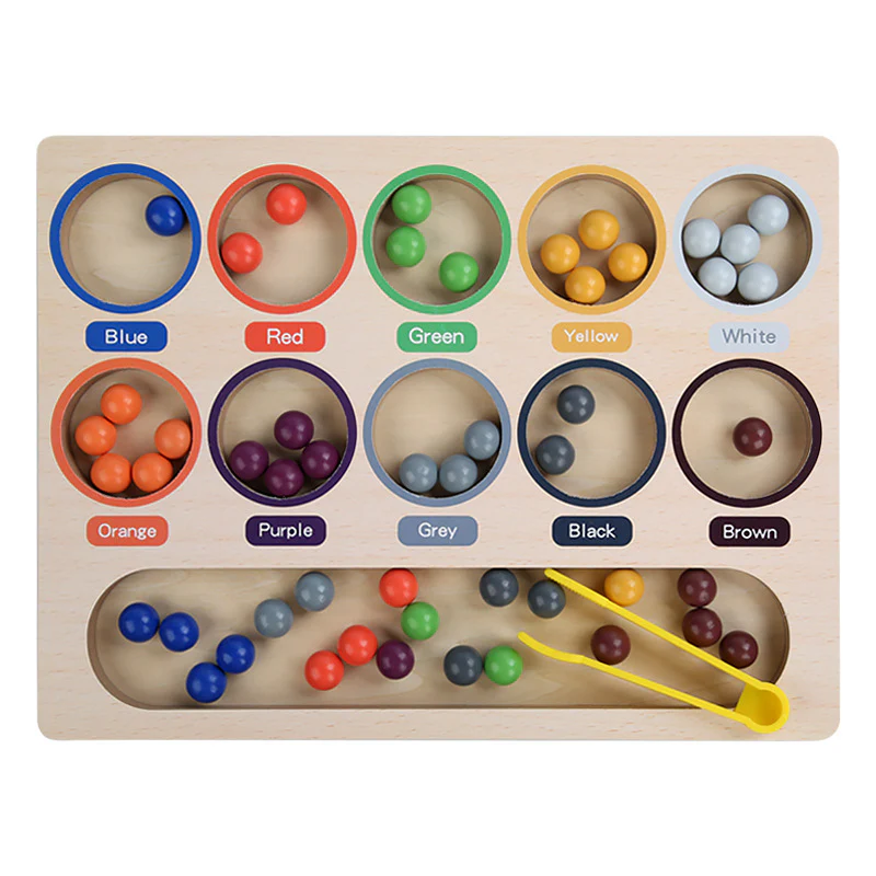 Baby Wooden Clip Beads Color Assortment Counting Boards - Image 5