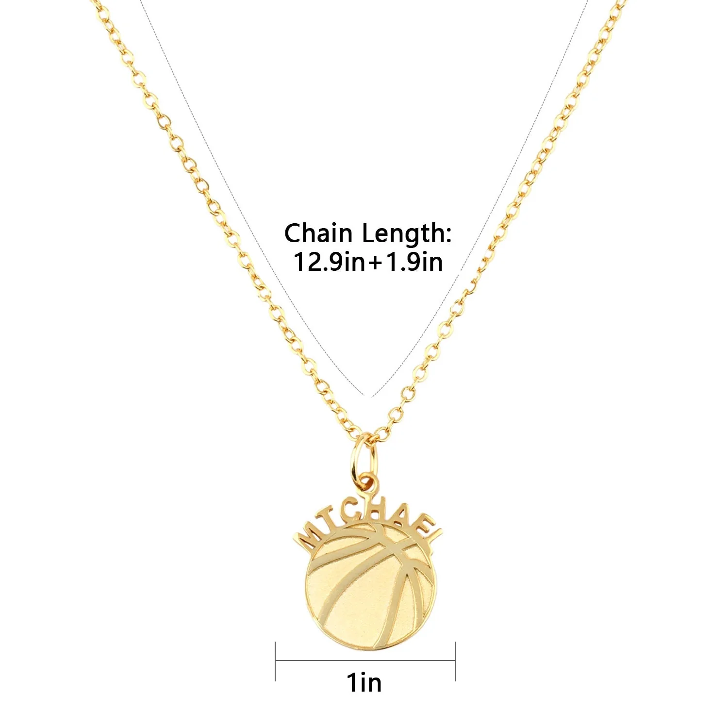 Basketball Personalized Kids Name Necklace - Image 3