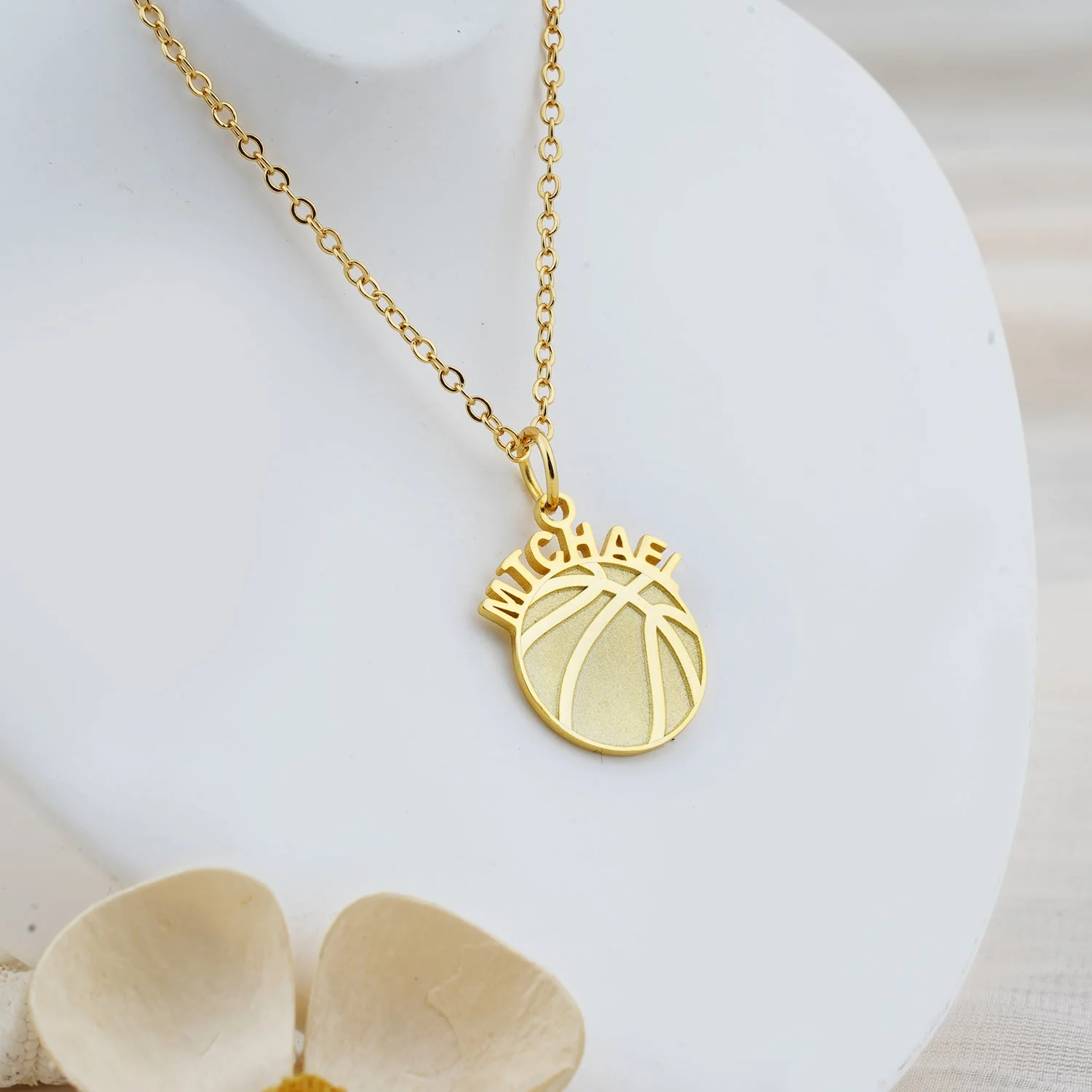 Basketball Personalized Kids Name Necklace - Image 4