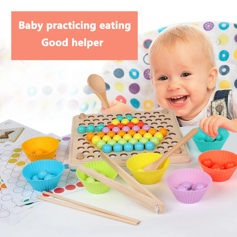 Children's rainbow blocks clip beads puzzle game toys - Image 2