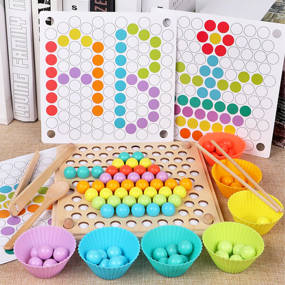 Children's rainbow blocks clip beads puzzle game toys - Image 3