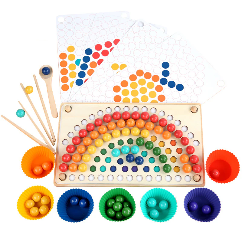 Children's rainbow blocks clip beads puzzle game toys - Image 4
