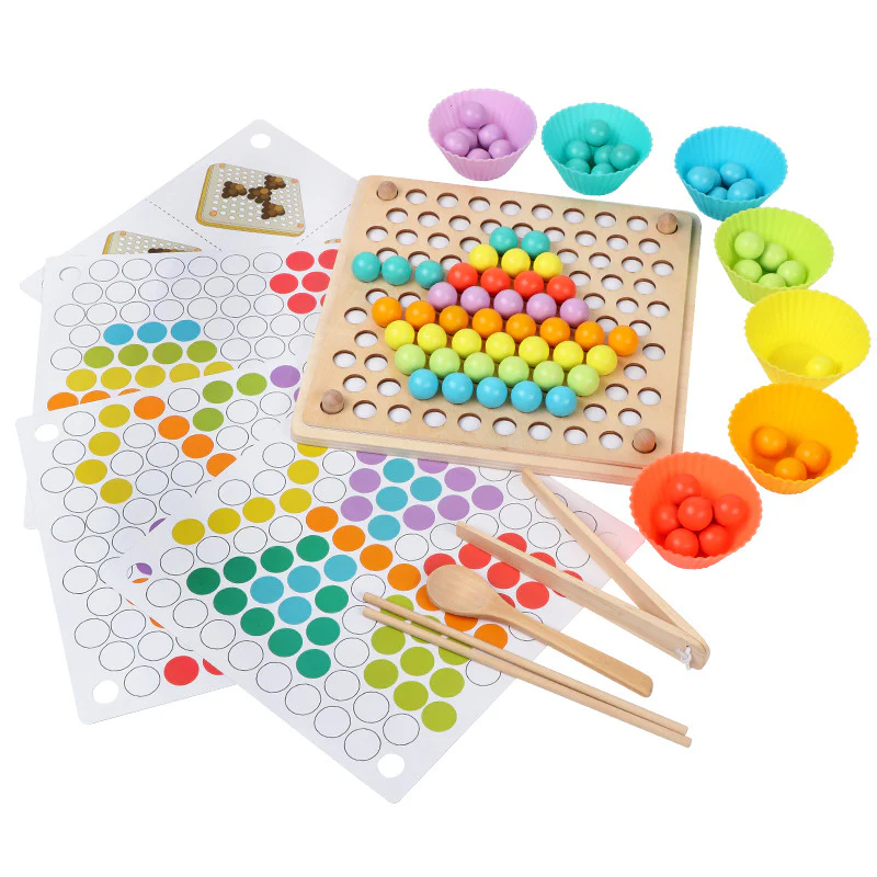 Children's rainbow blocks clip beads puzzle game toys - Image 5