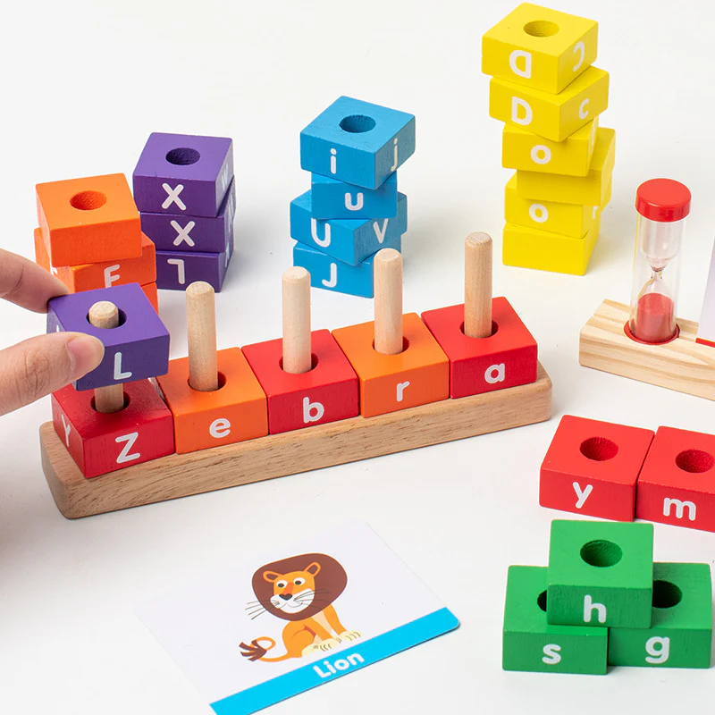 Children's Wooden Alphabet Matching Building Blocks Educational Toys - Image 2
