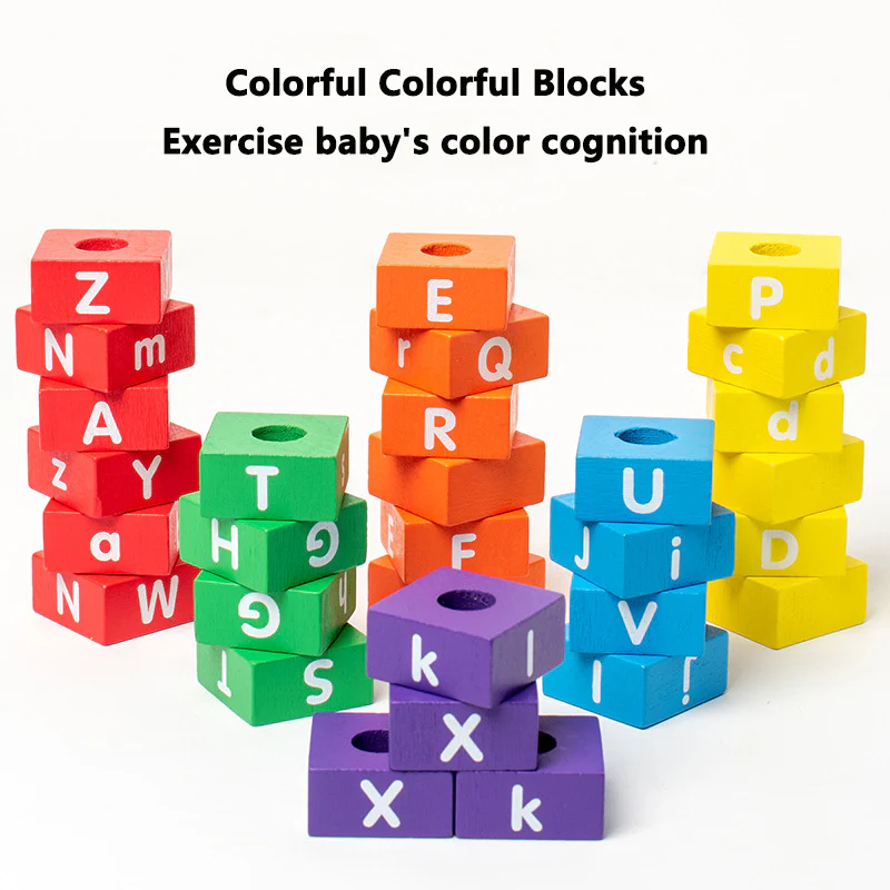 Children's Wooden Alphabet Matching Building Blocks Educational Toys - Image 4