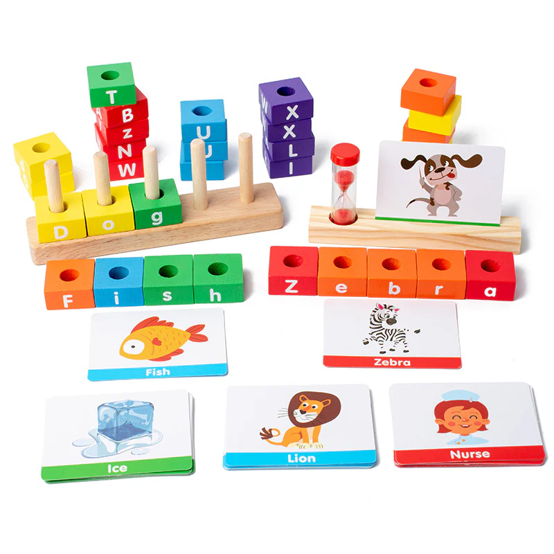 Children's Wooden Alphabet Matching Building Blocks Educational Toys - Image 6