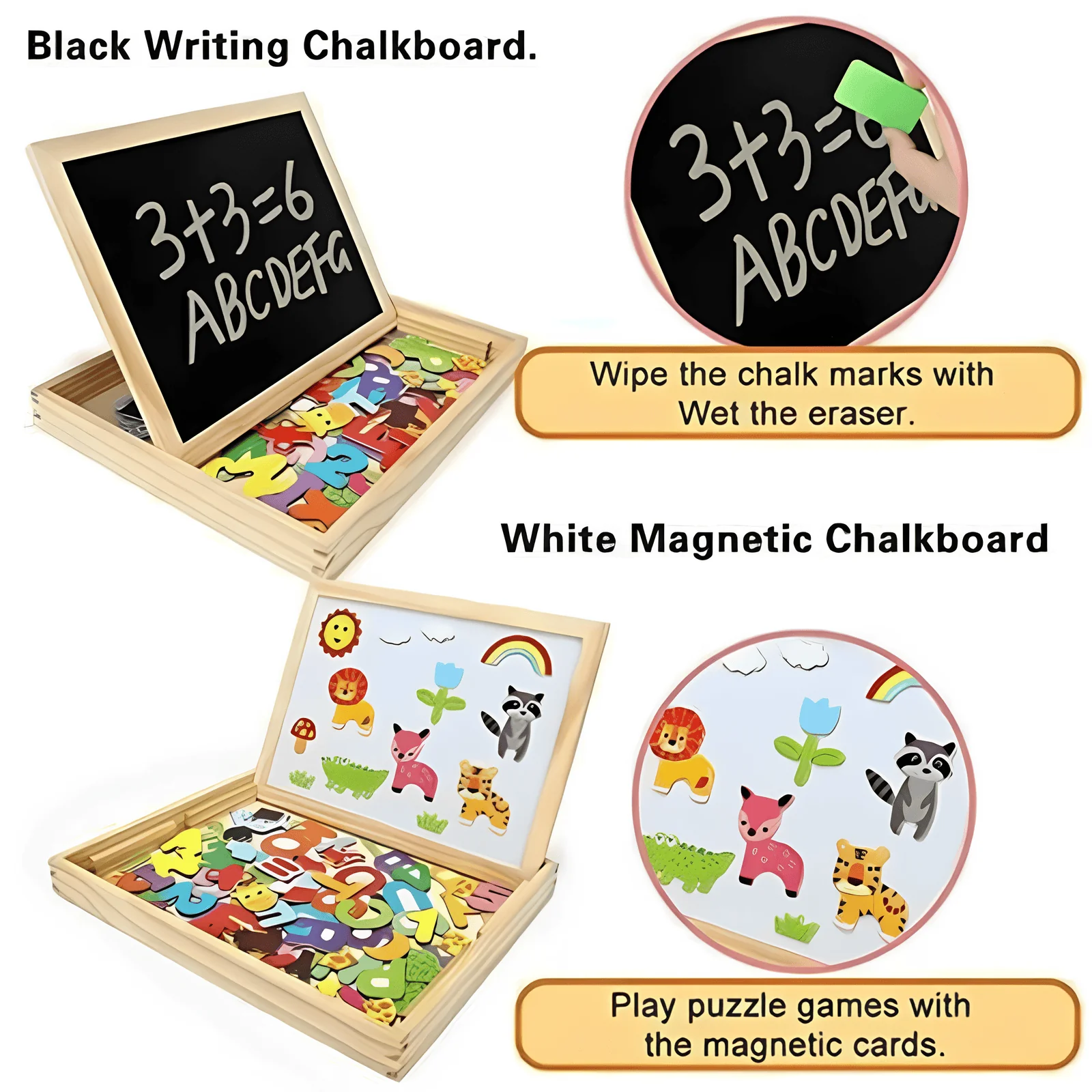 Children's Wooden Magnetic Easel Board - Image 4