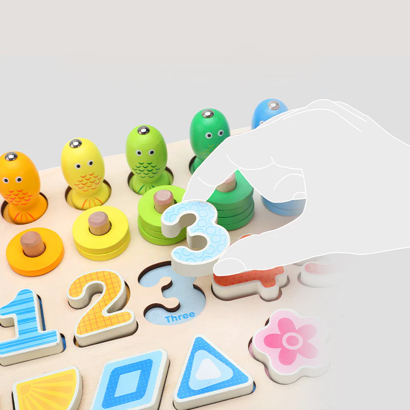 Children's Wooden Number Operations Fishing Shape Matching Puzzle Toys - Image 4