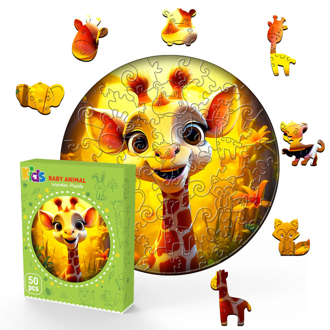 Kids Early Learning Wooden Giraffe Puzzle - Image 3