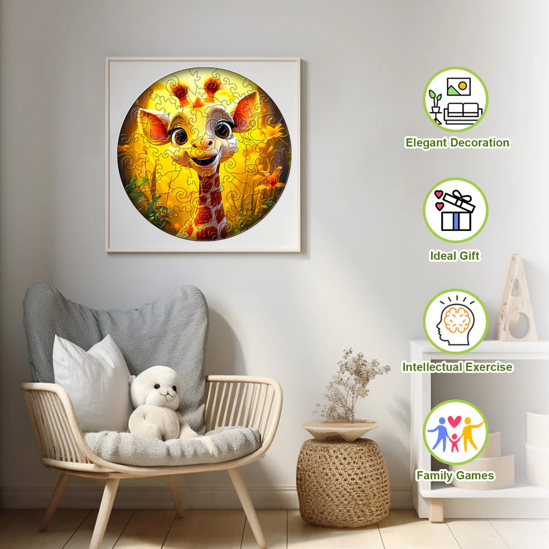 Kids Early Learning Wooden Giraffe Puzzle - Image 4