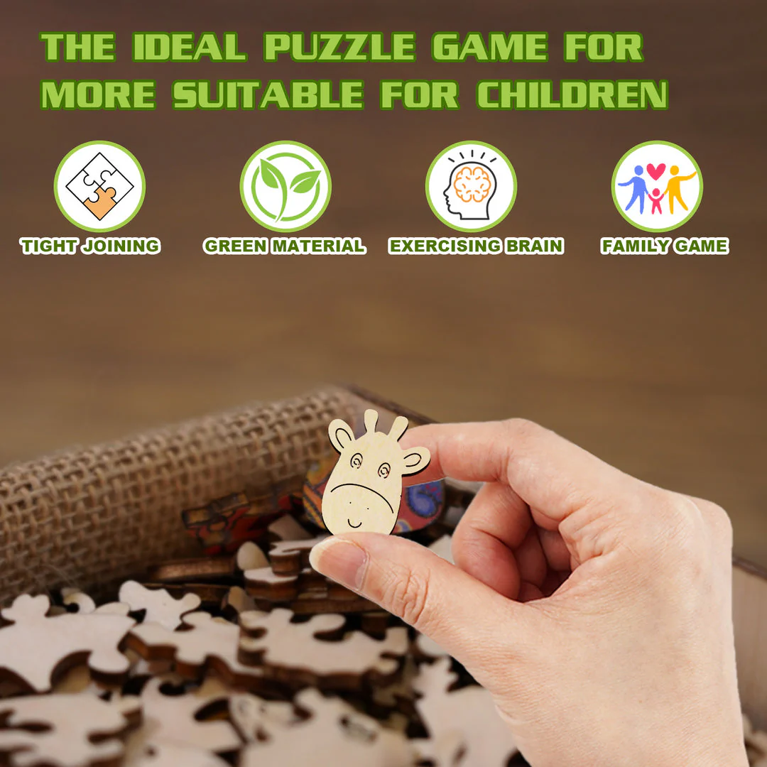 Kids Early Learning Wooden Giraffe Puzzle - Image 5