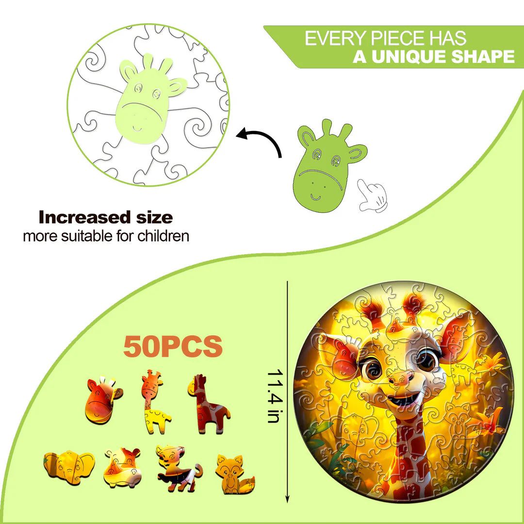 Kids Early Learning Wooden Giraffe Puzzle - Image 6