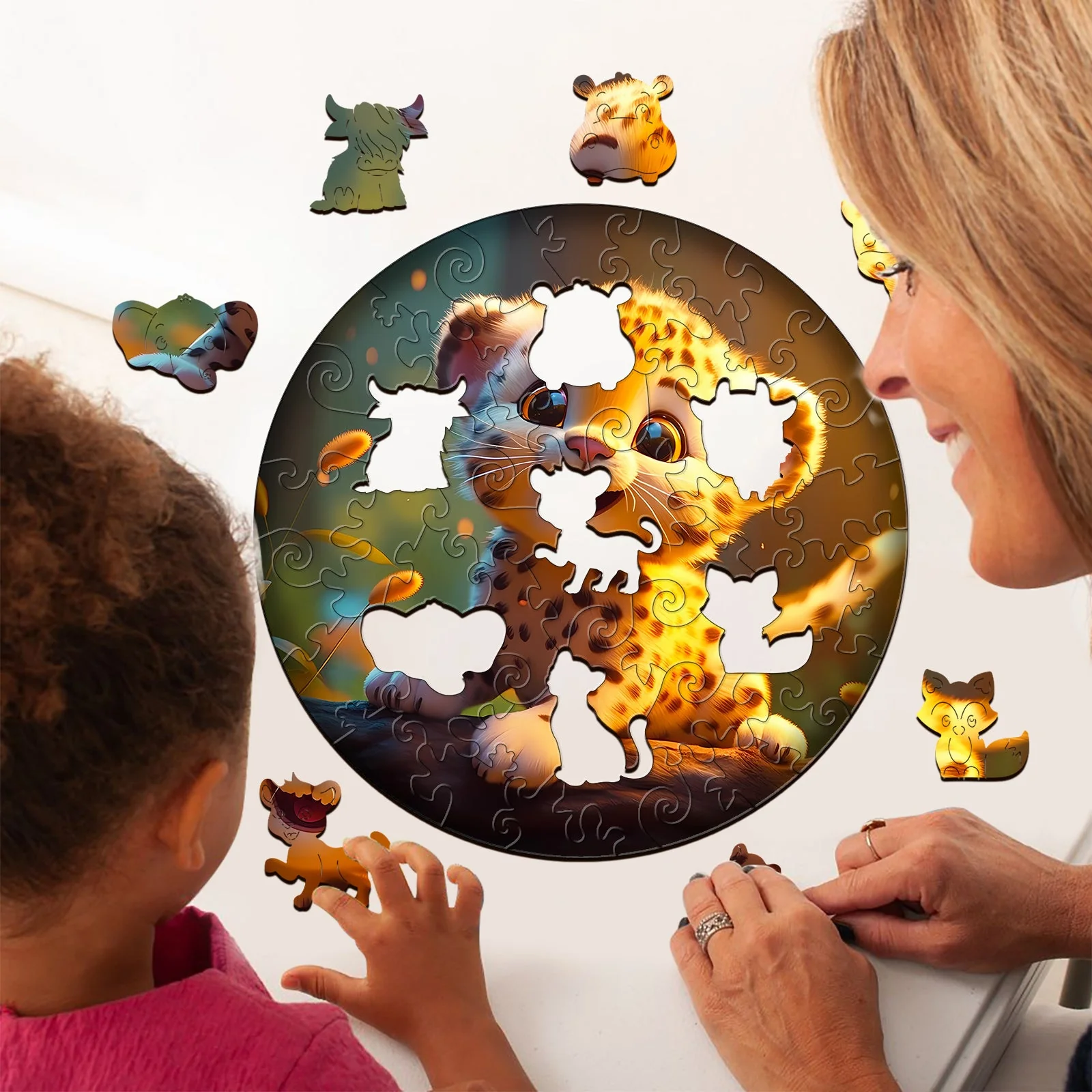 Kids Early Learning Wooden Leopard Puzzle - Image 2