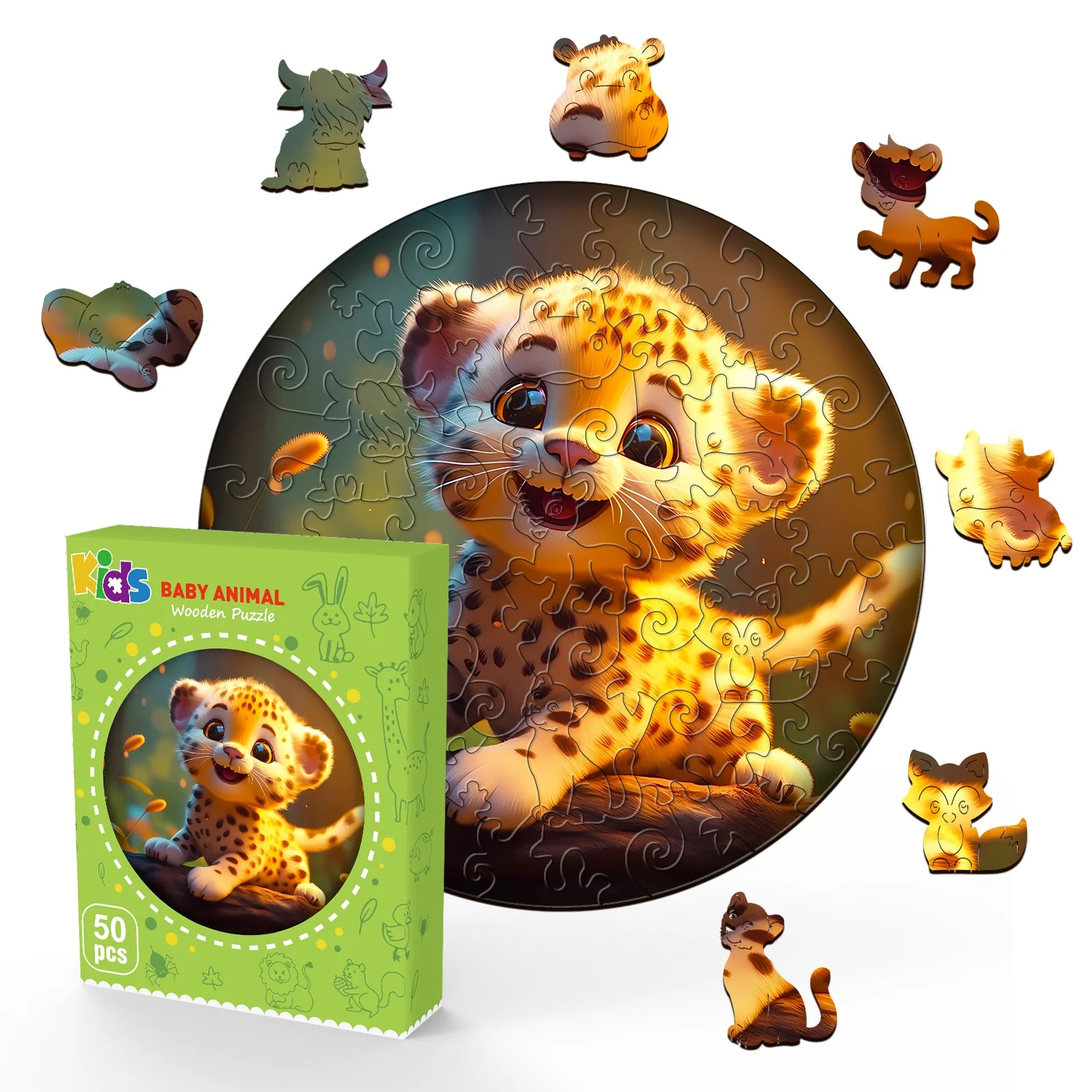 Kids Early Learning Wooden Leopard Puzzle - Image 3