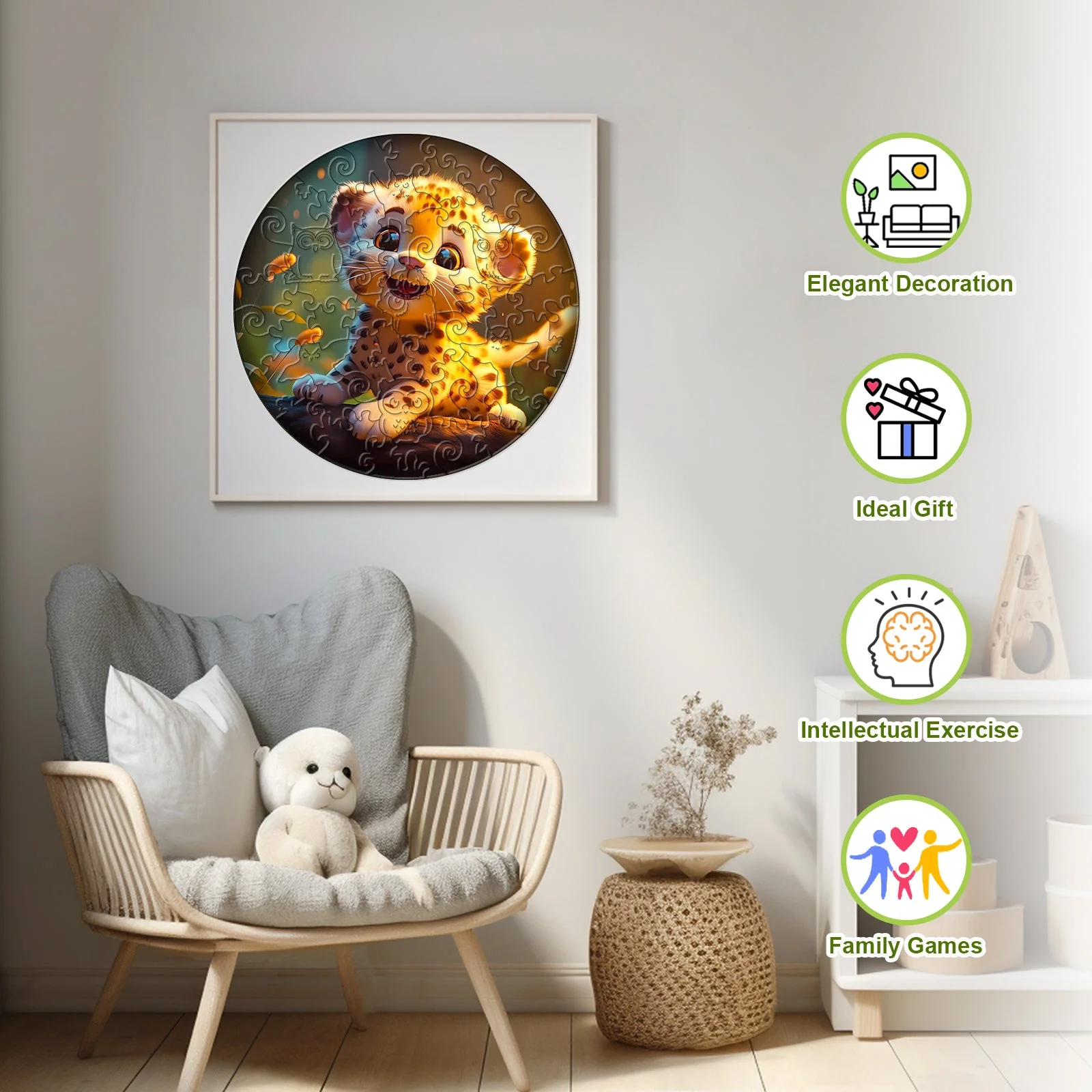 Kids Early Learning Wooden Leopard Puzzle - Image 4