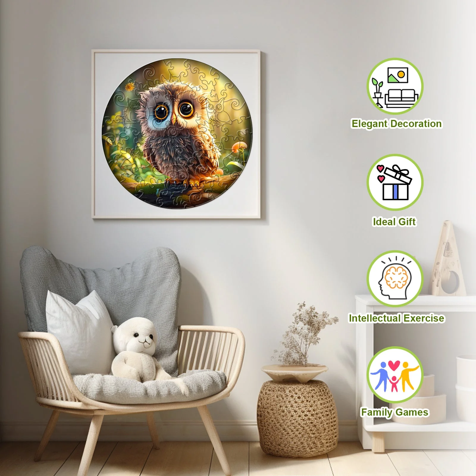 Kids Early Learning Wooden Owl Puzzle - Image 4
