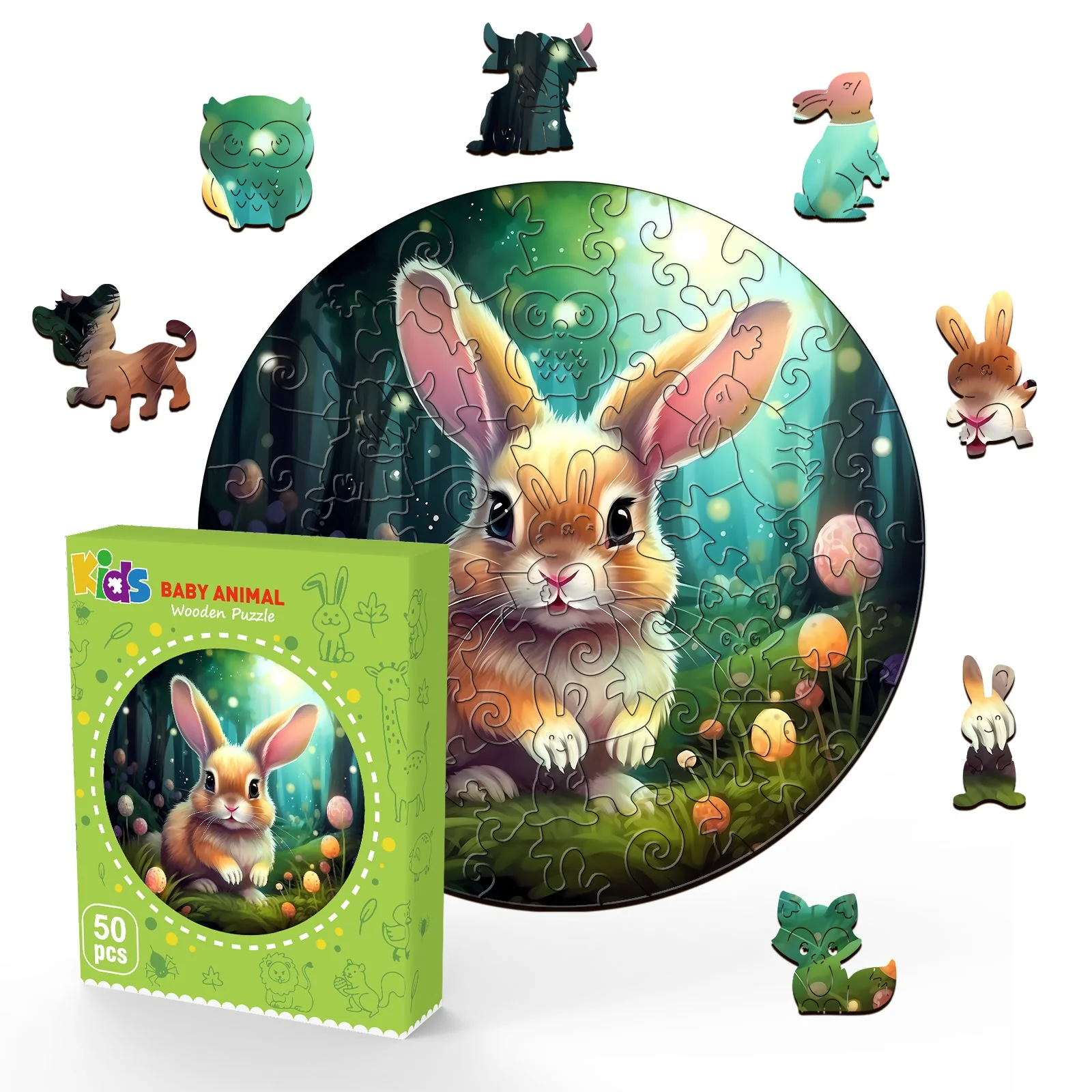 Kids Early Learning Wooden Rabbit Puzzle - Image 3
