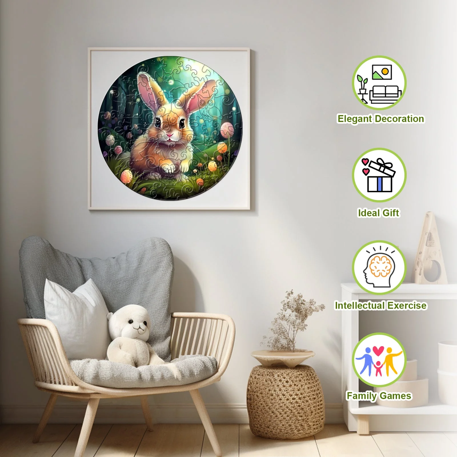 Kids Early Learning Wooden Rabbit Puzzle - Image 4