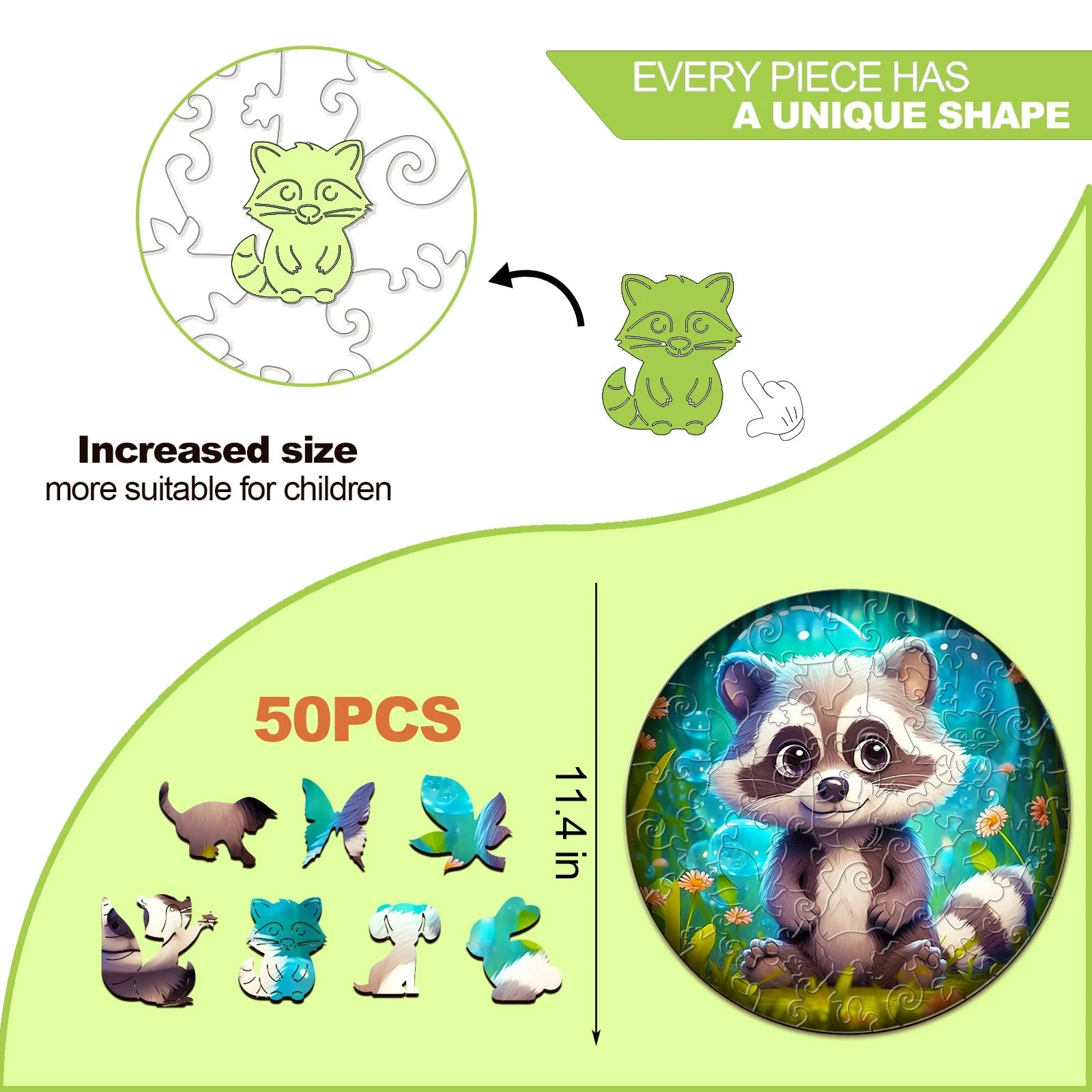 Kids Early Learning Wooden Raccoon Puzzle - Image 6