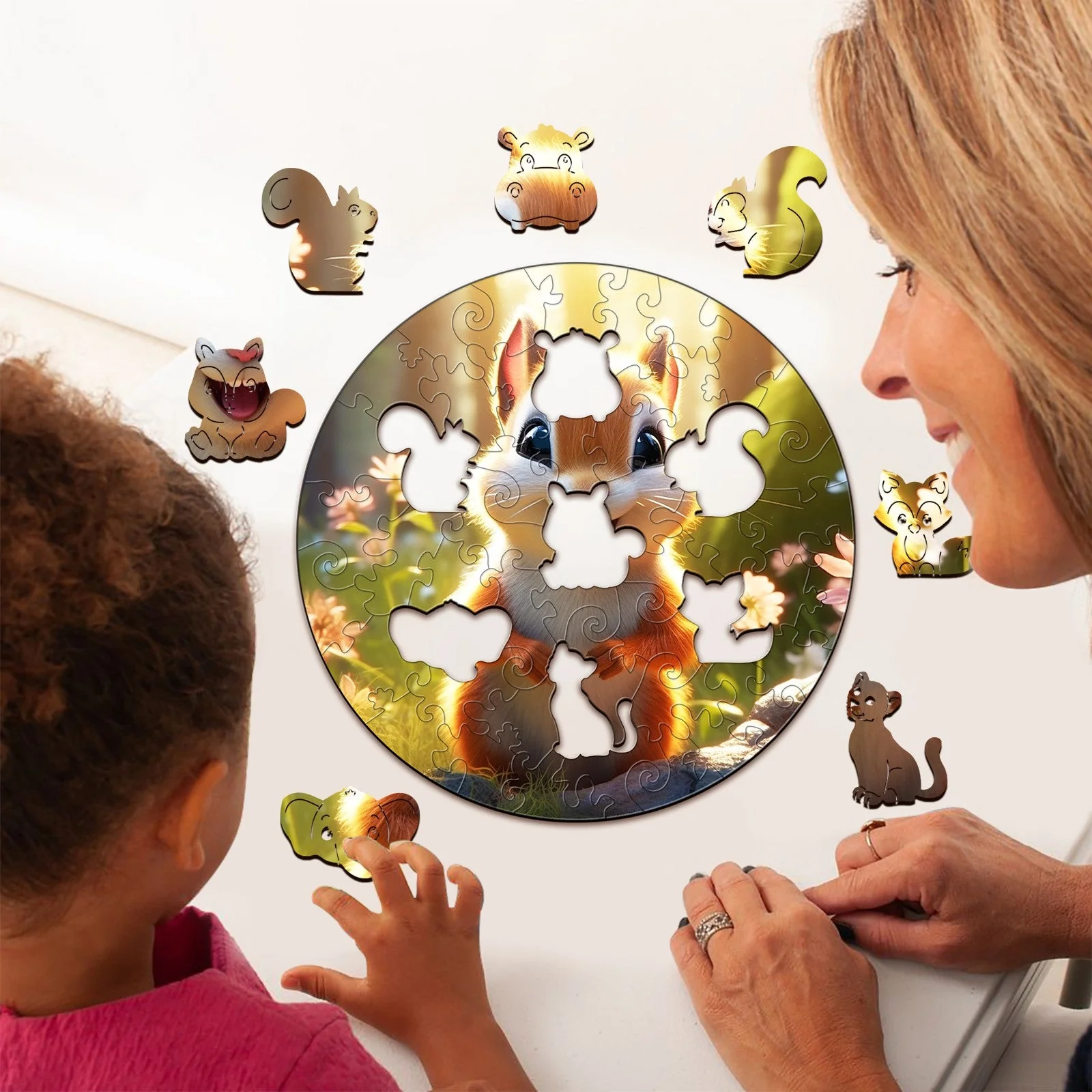 Kids Early Learning Wooden Squirrel Puzzle - Image 2